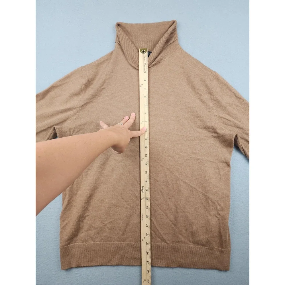 Banana Republic Sweater Mens Large Beige Merino Wool Turtleneck Knit Pullover